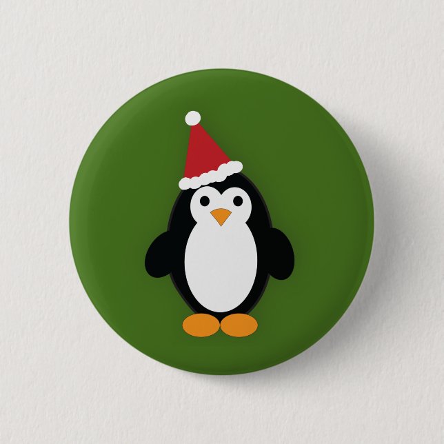 Cute Santa Penguin 6 Cm Round Badge (Front)