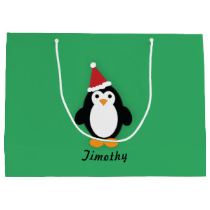 Cute Santa Penguin Large Gift Bag