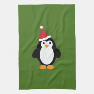 Cute Santa Penguin Tea Towel