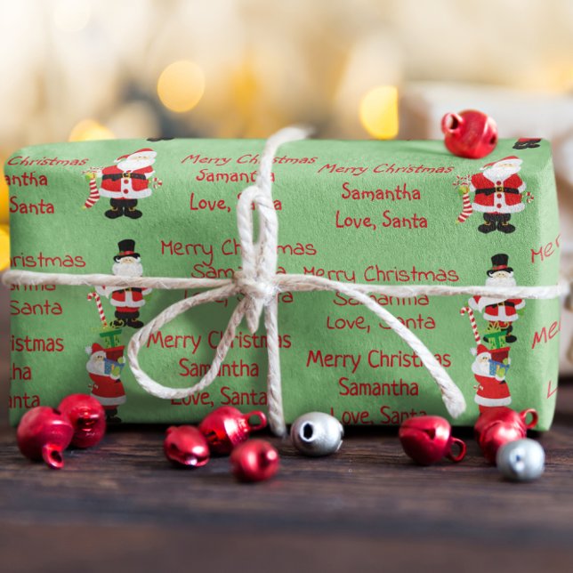 Cute Santa Personalised Merry Christmas From Santa Wrapping Paper (Creator Uploaded)