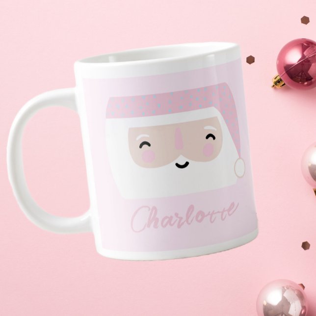 Cute Santa Pink Christmas  Large Coffee Mug (Creator Uploaded)