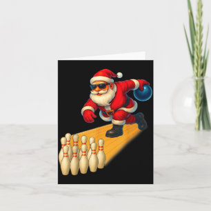 Cute Santa Playing Bowling Ball And Ns Bowler Chri Card