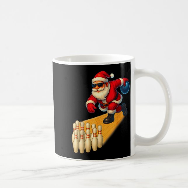 Cute Santa Playing Bowling Ball And Ns Bowler Chri Coffee Mug (Right)