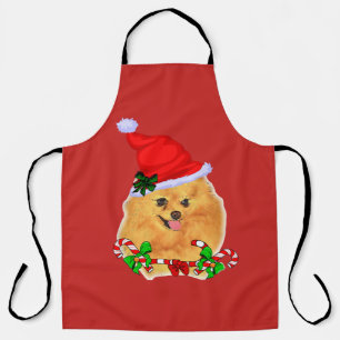 Cute Santa Pomeranian Christmas Apron