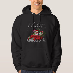 Cute Santa Pomeranian Riding Red Truck Merry Chris Hoodie