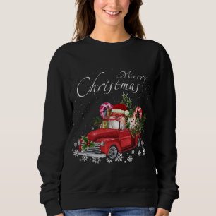 Cute Santa Pomeranian Riding Red Truck Merry Chris Sweatshirt
