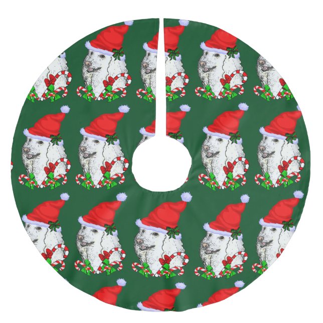 Cute Santa Poodle Christmas Brushed Polyester Tree Skirt (Front)