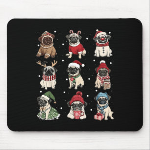 Cute Santa Pug Funny Xmas Lights Dogs Lover Men Wo Mouse Pad
