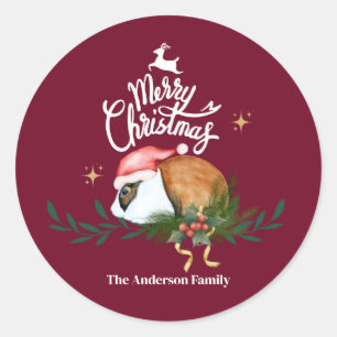 Cute santa rabbit classic round sticker