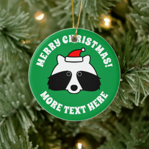 Cute Santa racoon Holiday Christmas tree ornament