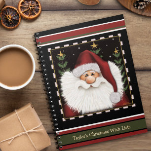 Cute Santa Red Green Christmas Kid’s Wish List  Notebook