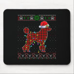 Cute Santa Red Plaid Poodle Light Ugly Christmas   Mouse Pad<br><div class="desc">Cute Santa Red Plaid Poodle Light Ugly Christmas</div>