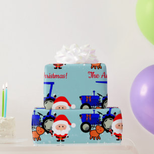 Cute Santa, Reindeer and Farm Tractor Wrapping Pap Wrapping Paper