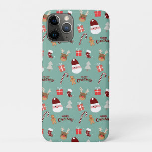 Cute Santa Reindeer Candy Cane Gingerbread Pattern Case-Mate iPhone Case