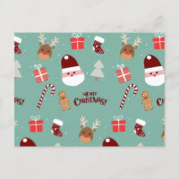 Cute Santa Reindeer Candy Cane Gingerbread Pattern