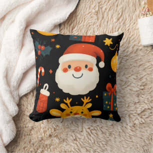 Cute Santa & Reindeer Christmas Pillow