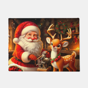 Cute Santa & Reindeer Doormat