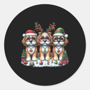 Cute Santa Reindeer Elf Apoo Christmas Womens Mens Classic Round Sticker