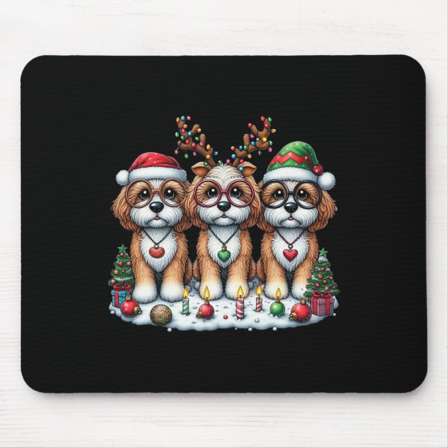 Cute Santa Reindeer Elf Apoo Christmas Womens Mens Mouse Pad (Front)