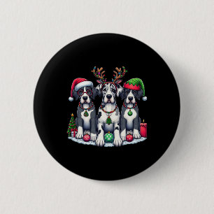 Cute Santa Reindeer Elf Great Dane Christmas Women 6 Cm Round Badge