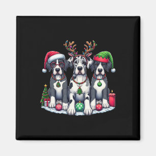 Cute Santa Reindeer Elf Great Dane Christmas Women Magnet
