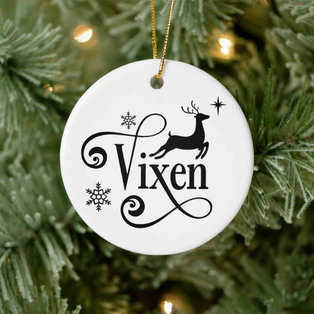 Cute Santa Reindeer Names Vixen Christmas Ceramic Tree Decoration (Tree)