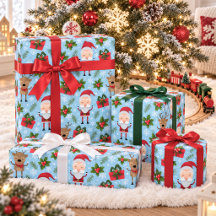 Cute Santa Reindeer Snowflake Christmas