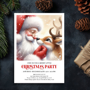 Cute Santa Rudolph Holiday Cheer Family Fun Party Invitation