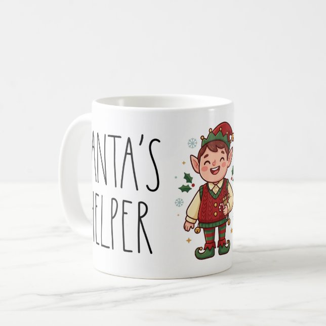 Cute Santa’s Helper Christmas Mug (Front Left)