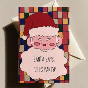 Cute Santa Says, Let’s Party! Christmas Party Invitation