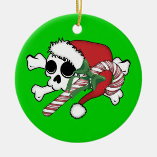 Cute Santa Skull Ceramic Tree Decoration