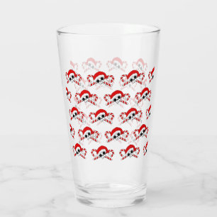 Cute Santa Skull with Candy Canes Glass