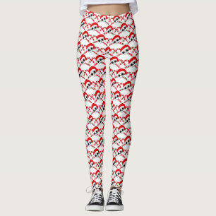 Cute Santa Skull with Candy Canes Leggings
