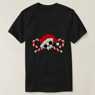 Cute Santa Skull with Candy Canes T-Shirt