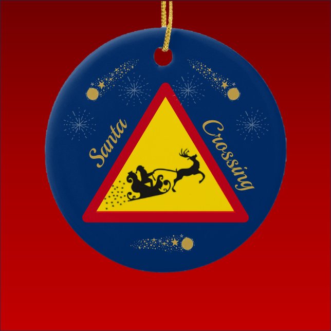Cute Santa Sleigh Ceramic Ornament (Creator Uploaded)