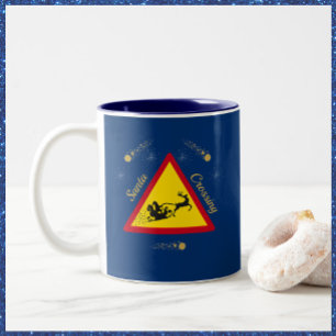 Cute Santa Sleigh Two-Tone Coffee Mug