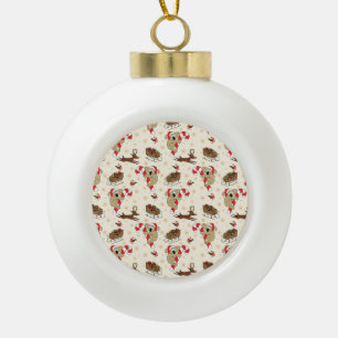 Cute Santa Sloth Happy Holidays Ceramic Ball Christmas Ornament