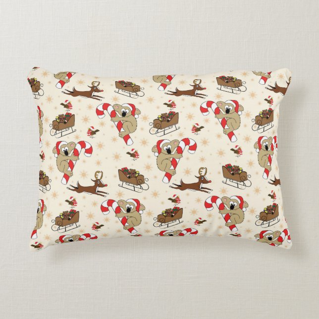 Cute Santa Sloth Happy Holidays Decorative Cushion (Front)