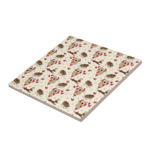 Cute Santa Sloth Happy Holidays Tile