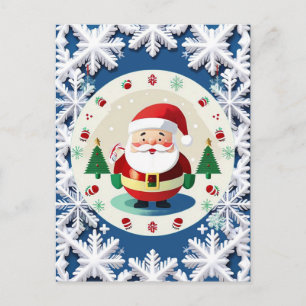 🎅 Cute Santa Snowflake Festive Christmas Winter  Postcard