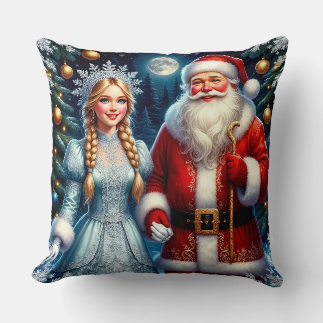 🎅 Cute Santa Snowy Christmas ❄️ Cushion (Front)