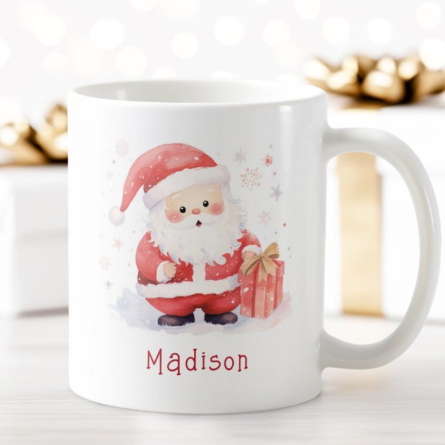 Cute Santa watercolor illustration custom name Coffee Mug (Creator Uploaded)