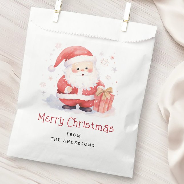 Cute Santa watercolor illustration Merry Christmas Favour Bags (Cute Santa watercolor illustration Merry Christmas Favor Bag)