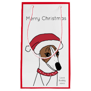 Cute Santa Whippet Merry Christmas Gift Bag