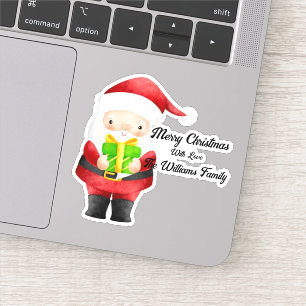 Cute Santa with Gift Vinyl cut sticker