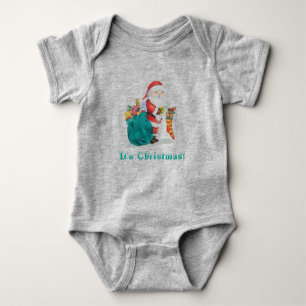 cute santa with toys christmas baby baby bodysuit