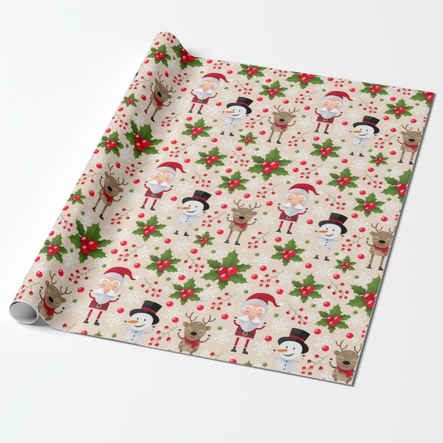 Cute Santa Wrapping Paper (Unrolled)