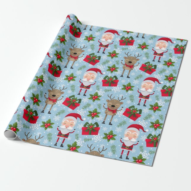 Cute Santa Wrapping Paper (Unrolled)