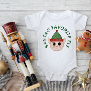 Cute Santa's Favourite Elf Christmas Baby Bodysuit