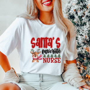 Cute Santa's Favourite Nurse T-Shirt